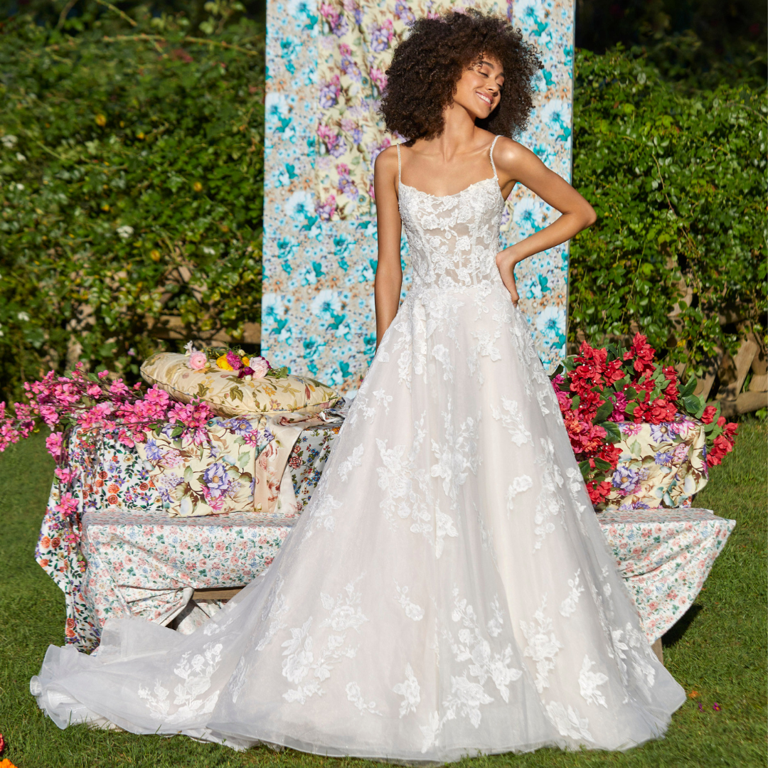 Floral Watercolor Organza Ball Gown Wedding Dress | David's Bridal