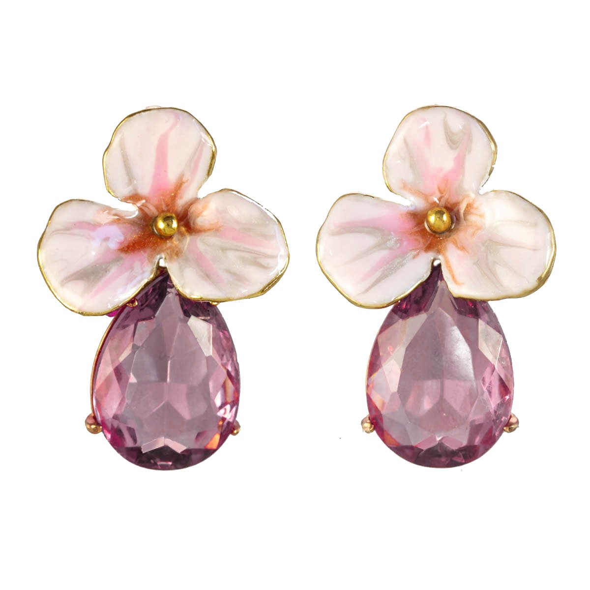 In Stock-Medium Rhinestone Drop Flower Earrings